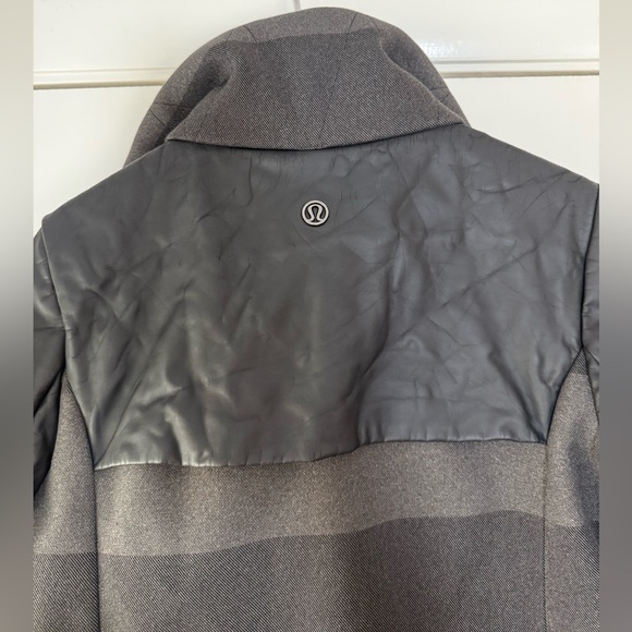 Lululemon Brisky Biker Sweat Life Faux Leather Black Soot Stripe Moto Jacket 8 - Picture 10 of 16